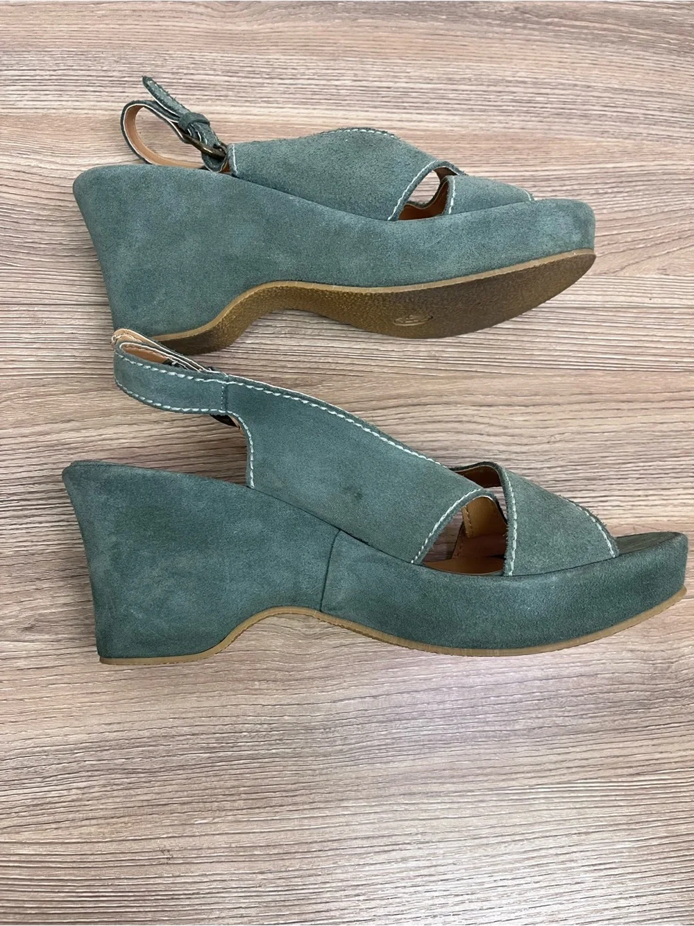 Sundance Aqua Suede Wedge SandalsMade in Italy Size EU 41 US 10